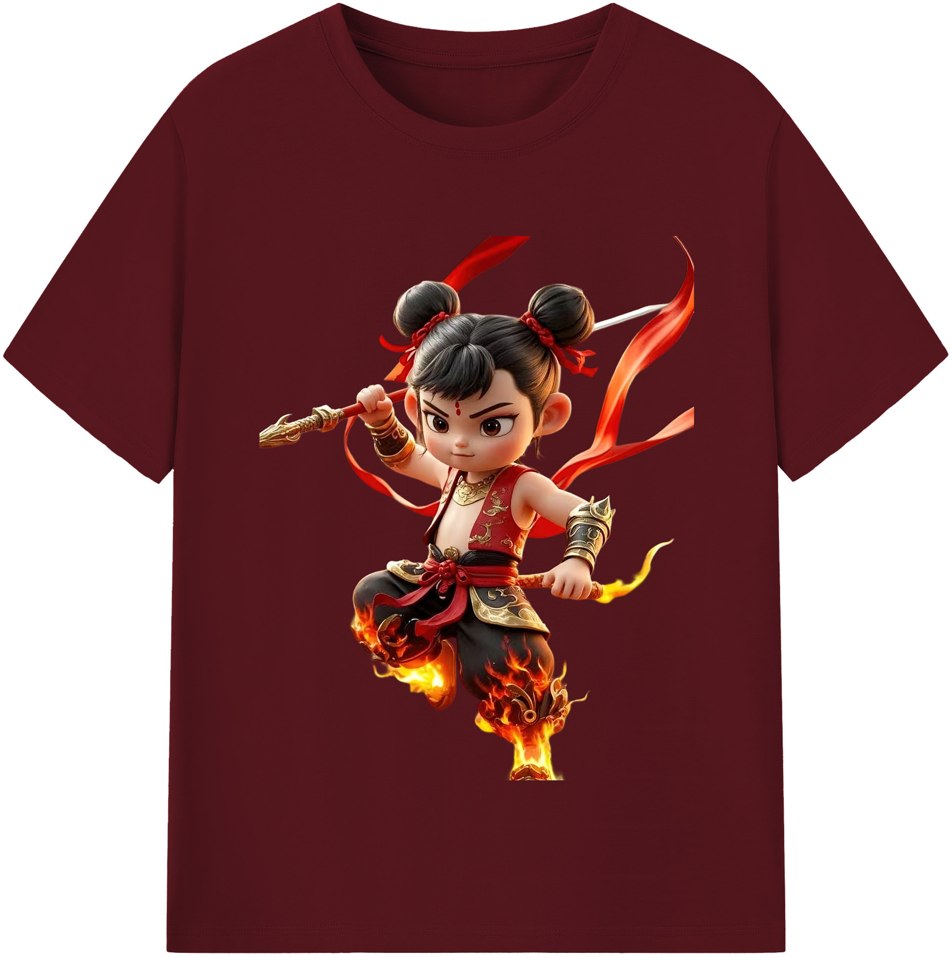 （画像用） Ne Zha 2 ナタ 魔童の大暴れ 綿100％半袖Tシャツ（フロントプリント）